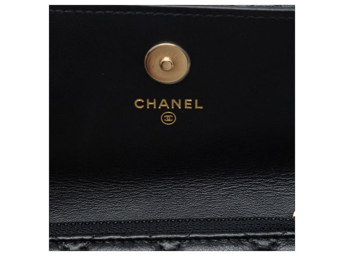 Clutch Chanel in pelle di agnello matelassé nera con Maxi Pearls e catena Nero - vista 5