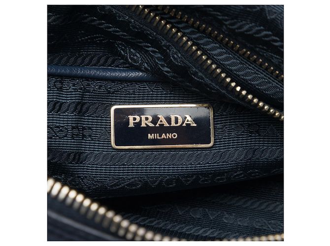 Borsa Prada in Tessuto con rifiniture in Saffiano blu Blu navy - vista 5