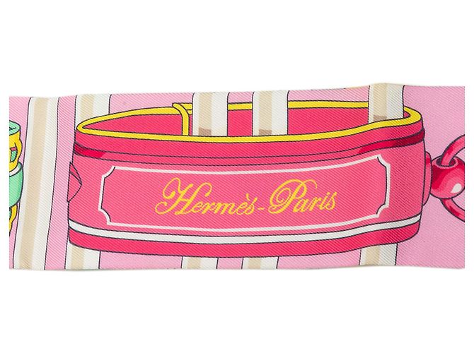 Hermès Pink Colliers De Chiens Remix Twilly Silk Scarf - Ansicht 2
