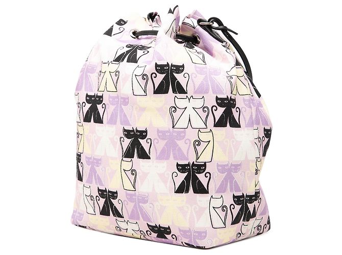 Bolso saco Miu Miu de lona morada con estampado de gatos Púrpura - vista 2