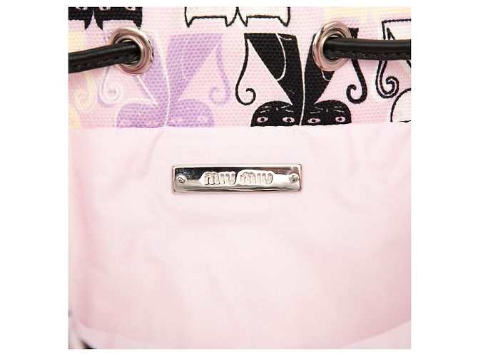 Bolso saco Miu Miu de lona morada con estampado de gatos Púrpura - vista 5