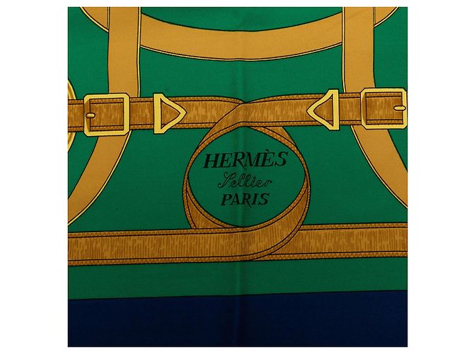 Lenço de seda Hermès Blue Eperon D Or 90 Azul Azul escuro - vista 3