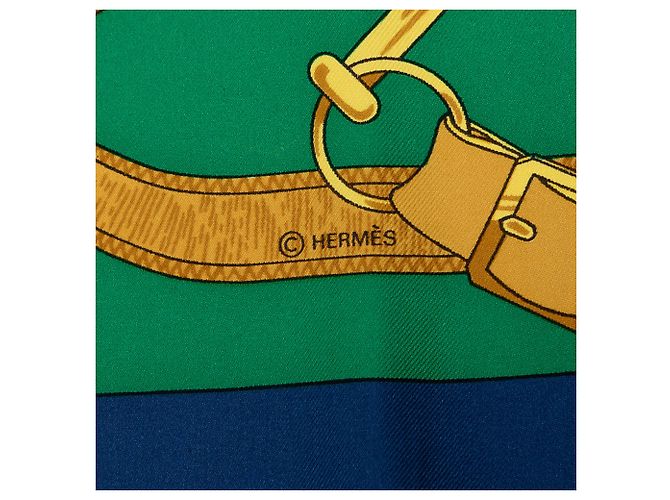 Lenço de seda Hermès Blue Eperon D Or 90 Azul Azul escuro - vista 6