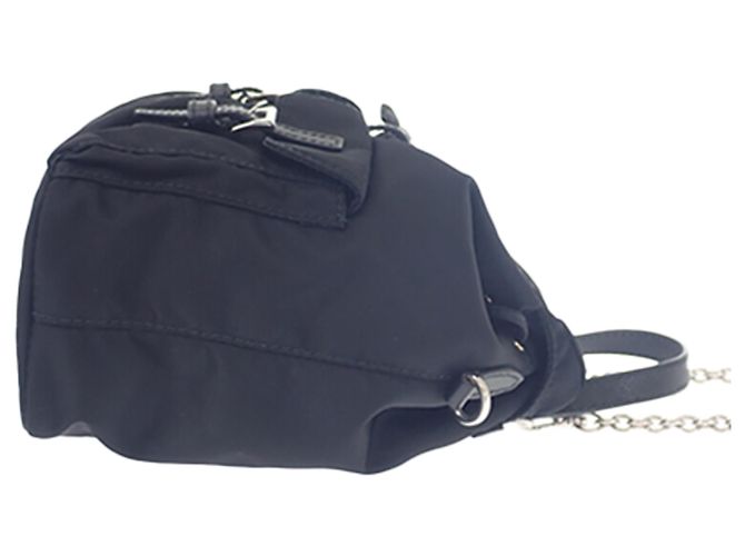 Prada Black Mini Saffiano Trimmed Tessuto Drawstring Vela Backpack - view 10