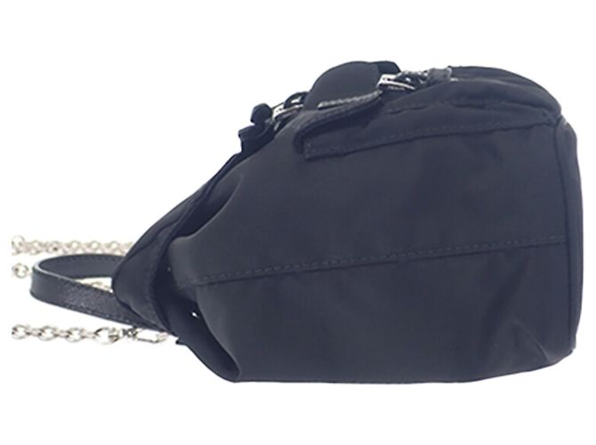 Prada Black Mini Saffiano Trimmed Tessuto Drawstring Vela Backpack - view 9