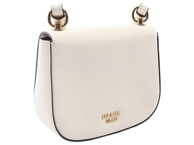 Prada White City Calf Turn Lock Crossbody Weiß Aus weiß - Ansicht 2
