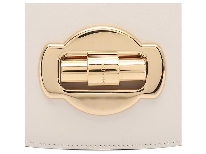 Prada White City Calf Turn Lock Crossbody Weiß Aus weiß - Ansicht 6