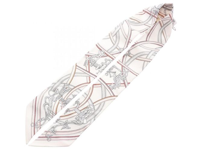 Hermès Pañuelo de seda Hermes Twilly HARNAIS LEGENDAIRE Blanco Multicolor - vista 3