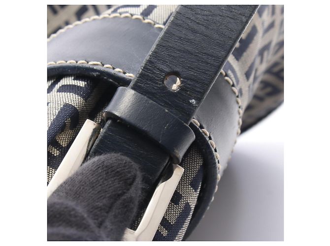 Borsa a tracolla Fendi Zucchino Marrone Blu navy - vista 8