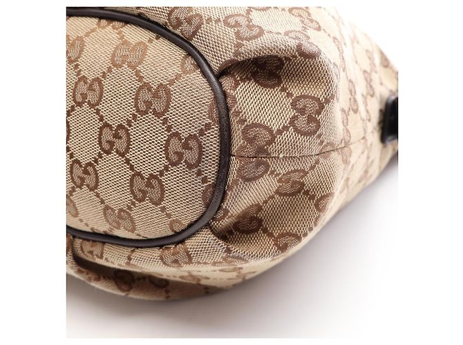 Borsa a tracolla Gucci in tela GG e pelle Marrone Beige - vista 6