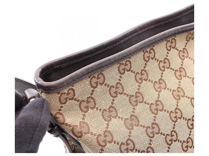 Borsa a tracolla Gucci in tela GG e pelle Marrone Beige - vista 8