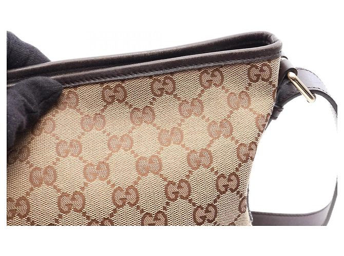 Borsa a tracolla Gucci in tela GG e pelle Marrone Beige - vista 9