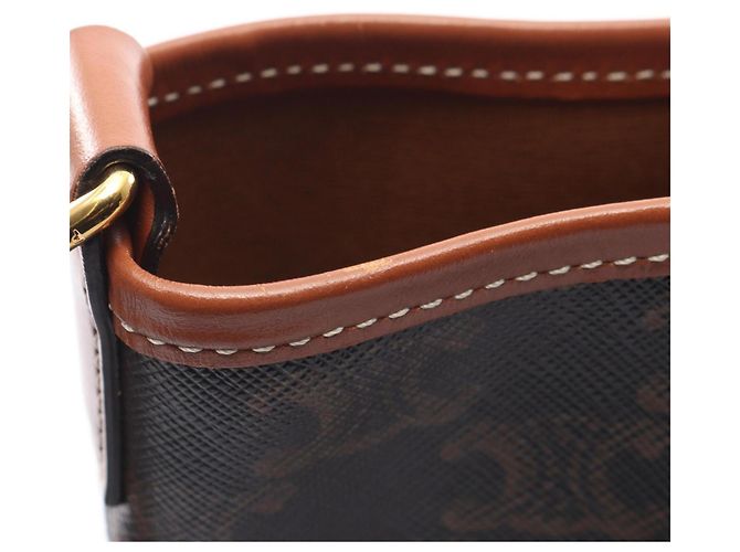 Céline Celine Triomphe Medium Bucket Shoulder Bag Brown - view 14