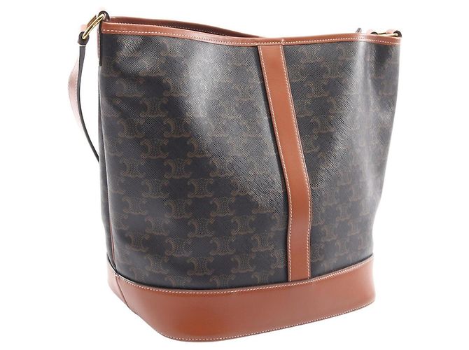 Céline Celine Triomphe Medium Bucket Shoulder Bag Brown - view 2