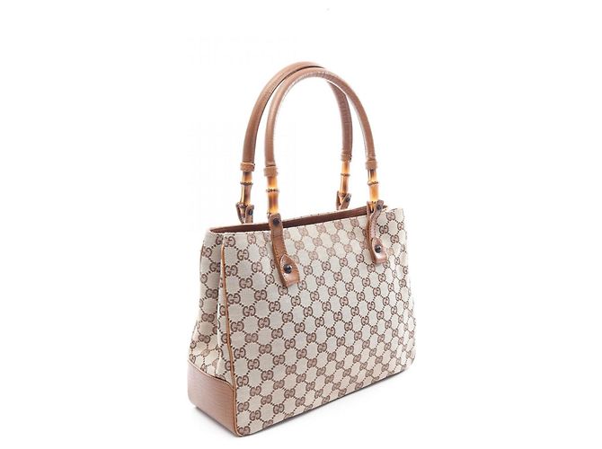 Gucci Bamboo GG Canvas Tote Bag Braun Beige - Ansicht 2