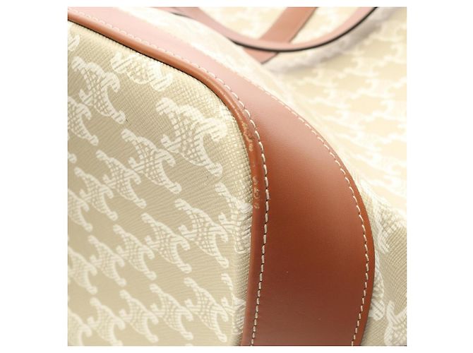 Céline Sac Cabas Triomphe Medium Celine Marron Blanc Beige - vue 10