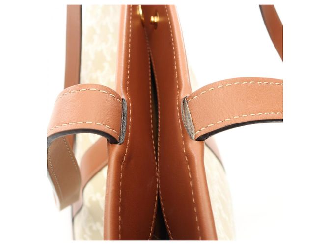 Céline Sac Cabas Triomphe Medium Celine Marron Blanc Beige - vue 11