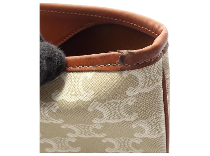 Céline Sac Cabas Triomphe Medium Celine Marron Blanc Beige - vue 5