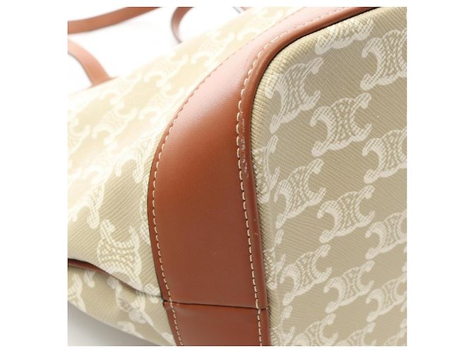 Céline Sac Cabas Triomphe Medium Celine Marron Blanc Beige - vue 8