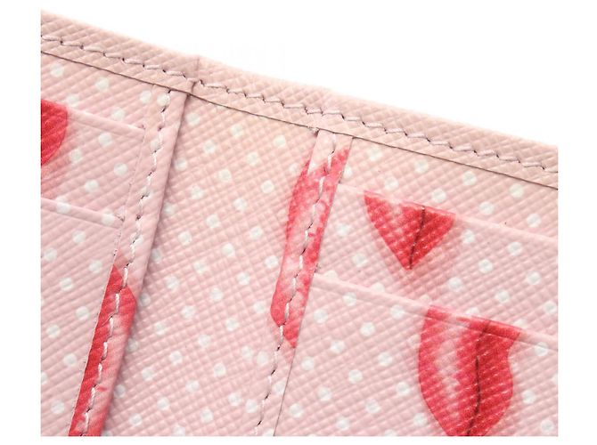 Portafoglio tri-fold Prada Saffiano Bocche Rosa - vista 7
