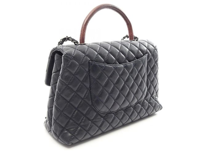 Borsa 2-Way Chanel Matelassé Coco Handle Bordò Blu navy - vista 2