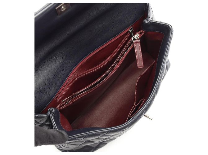 Borsa 2-Way Chanel Matelassé Coco Handle Bordò Blu navy - vista 3