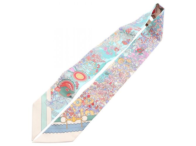 Hermès Twilly Pony Pit Stop Ribbon Scarf Multicor Cru - vista 2