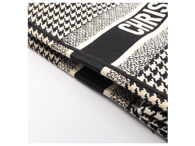 Christian Dior Medium Houndstooth Book Tote Schwarz Roh - Ansicht 12