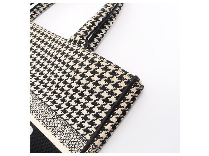 Christian Dior Medium Houndstooth Book Tote Schwarz Roh - Ansicht 13