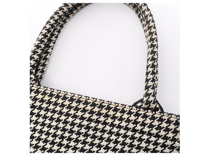 Christian Dior Medium Houndstooth Book Tote Schwarz Roh - Ansicht 14