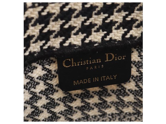 Christian Dior Medium Houndstooth Book Tote Schwarz Roh - Ansicht 4