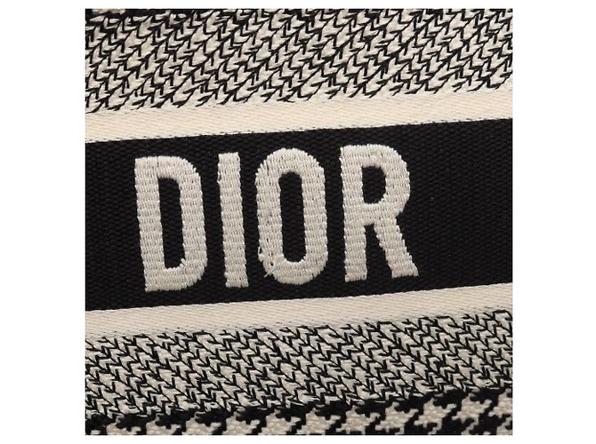 Christian Dior Medium Houndstooth Book Tote Schwarz Roh - Ansicht 9