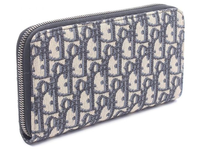 Cartera larga redonda Christian Dior Dior Oblique Beige Azul marino - vista 2