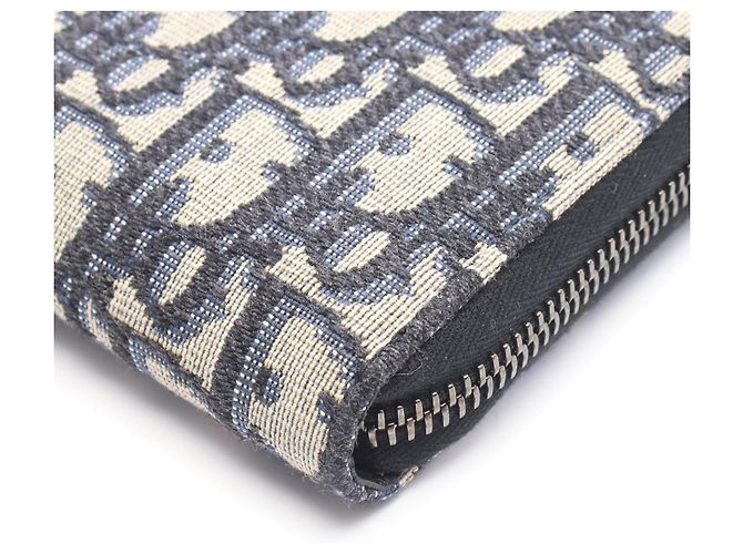 Cartera larga redonda Christian Dior Dior Oblique Beige Azul marino - vista 6