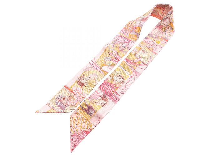 Hermès Twilly City of Light Ribbon Scarf Rosa Multicolor - vista 3