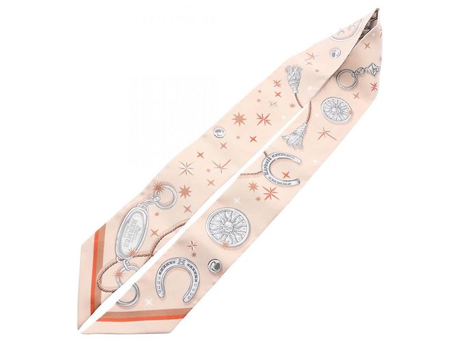 Hermès Pañuelo de seda Hermes Twilly C'EST LA FETE Multicolor Beige - vista 2