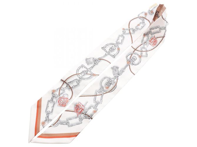 Hermès Hermes Twilly C'EST LA FETE Ribbon Scarf Mehrfarben Beige - Ansicht 3