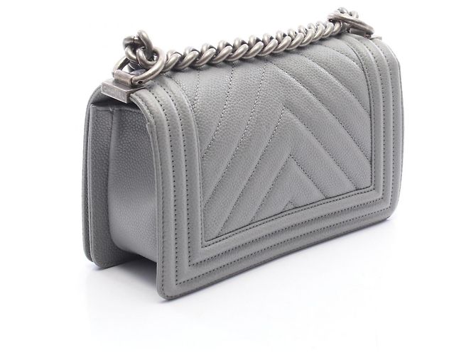 Bolsa de ombro Chanel Boy Small em cinza Marrom - vista 2