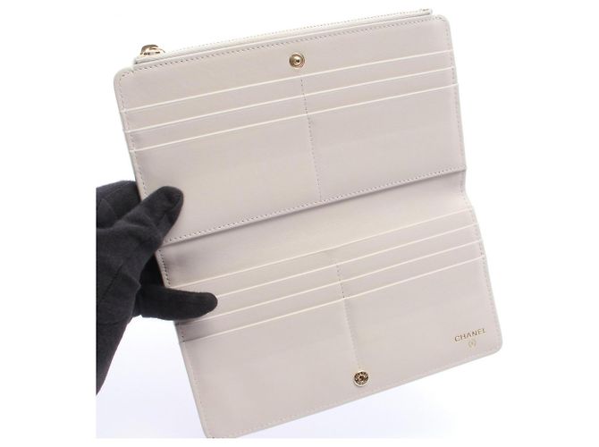 Chanel Matelassé Gray Bi-fold Long Wallet Brown - view 3