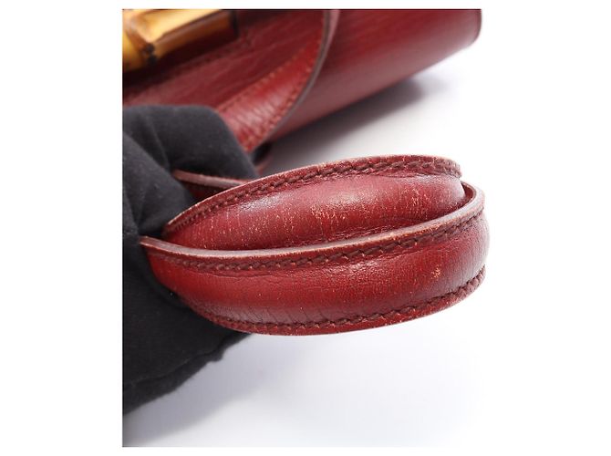 Borsa Gucci Bamboo GG Canvas Rosso Bordò - vista 12