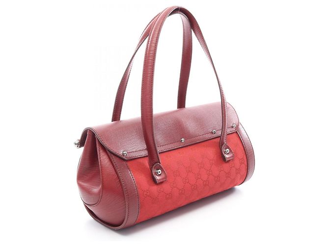 Borsa Gucci Bamboo GG Canvas Rosso Bordò - vista 2
