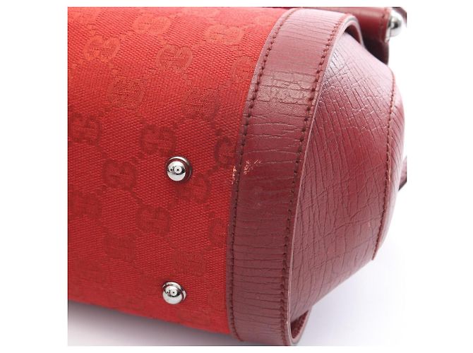 Borsa Gucci Bamboo GG Canvas Rosso Bordò - vista 7
