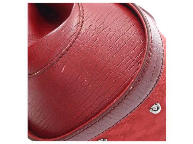 Borsa Gucci Bamboo GG Canvas Rosso Bordò - vista 8