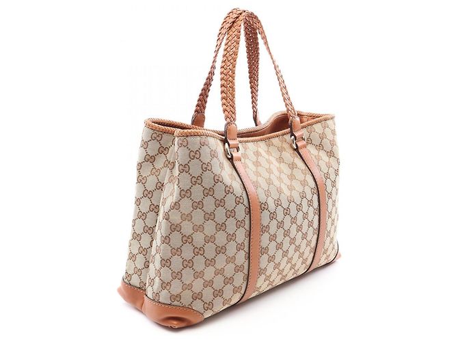 Saco Tote Gucci Marrakech GG Canvas Marrom Bege - vista 2
