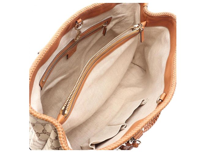 Saco Tote Gucci Marrakech GG Canvas Marrom Bege - vista 3