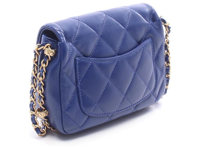 Bolsa de Ombro Mini Chanel Matelassé Azul - vista 2