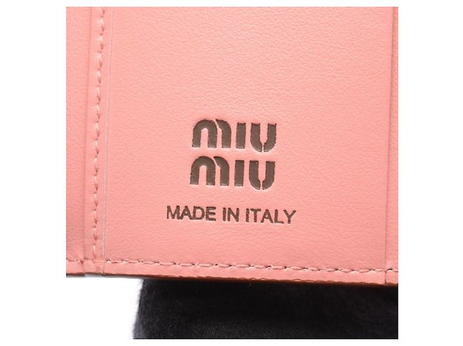 Miu Miu SOFTY LOGO Tri-fold Wallet Brown Pink - view 5