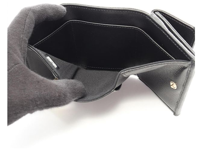 Chanel Coco Mark Small Flap Tri-fold Wallet Black - view 7