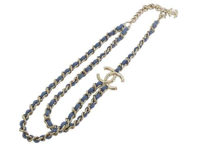 Colar Chanel ABF163 Azul Dourado - vista 2