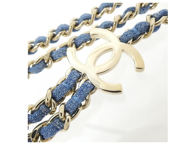 Colar Chanel ABF163 Azul Dourado - vista 3